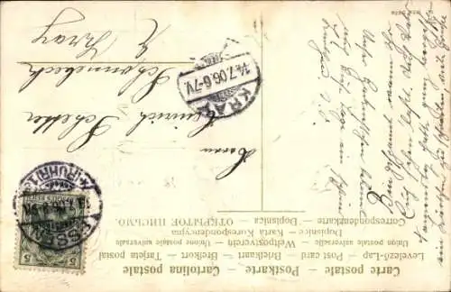 Künstler Ak Jagd, Jagdhund mit Beute, Hase