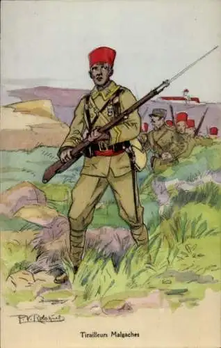 Künstler Ak Robiquet, P. V., Tirailleurs Malgaches