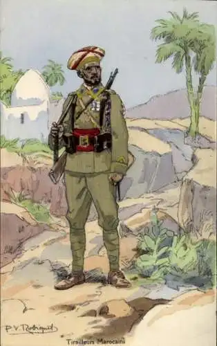 Künstler Ak Robiquet, P. V., Tirailleurs Marocains