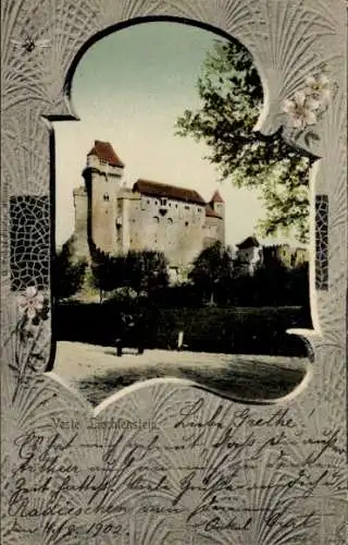 Passepartout Ak Maria Enzersdorf Niederösterreich, Burg Liechtenstein, Veste