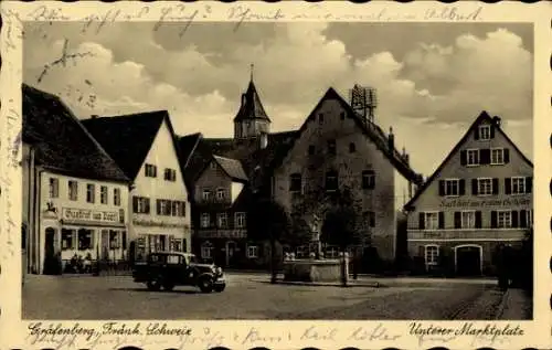 Ak Gräfenberg in Oberfranken, Gräfenberg mit Gasthof zum roten Ochsen und Unterer Mar...