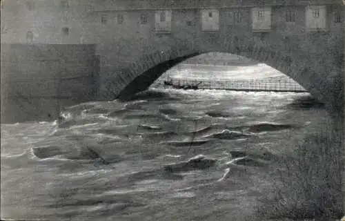 Ak Nürnberg in Mittelfranken, Hochwasserkatastrophe Februar 1909, Der Kettensteg