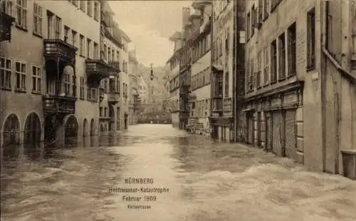 Ak Nürnberg in Mittelfranken Bayern, Hochwasser, Karlsstraße