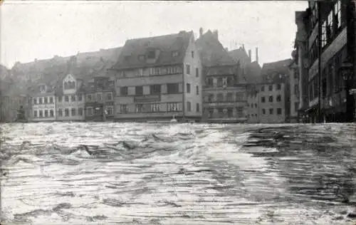 Ak Schweinau Nürnberg in Mittelfranken Bayern, Hochwasser-Katastrophe am Spitalplatz