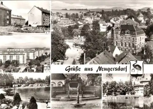 Ak Neugersdorf in der Lausitz, Neubauten, Volksbad Pavillon Gaststätte, Büttnerborn