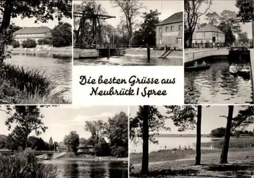 Ak Neubrück Groß Köris in Brandenburg, Häuser, Fluss, Brücke