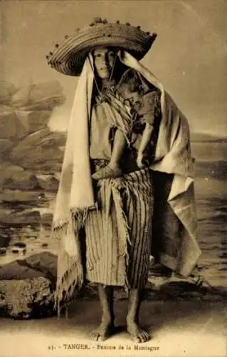 Ak Tanger Marokko, Femme de la Montagne, Frau mit Kind, Maghreb