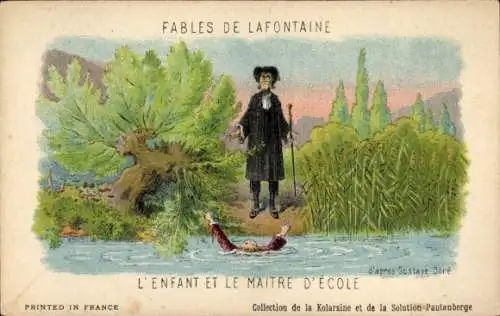 Künstler Ak Doré, Gustave, Fables de Lafontaine, L'Enfant et le Maitre d'Ecole