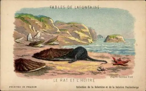 Künstler Ak Dore, Gustave, Fables de Lafontaine, Le Rat et l'huitre