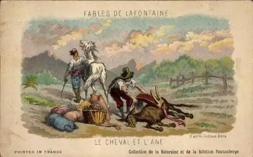 Künstler Ak Fables de Lafontaine, Le Cheval et l'Ane, Gustave Doré