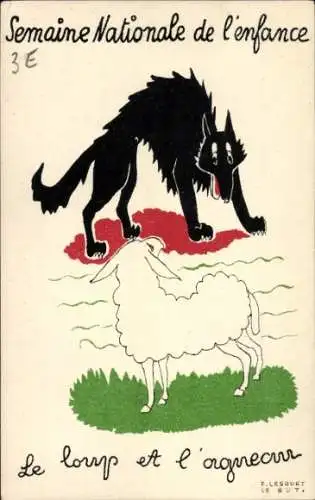 Künstler Ak Semaine Nationale de l'enfance, Le Loup et l'agneau