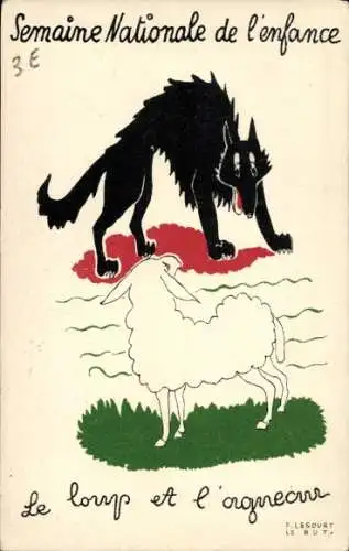 Künstler Ak Semaine Nationale de l'enfance, Le Loup et l'agneau