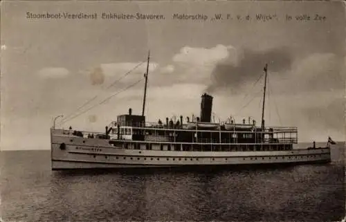 Ak Stoomboot Veerdienst Enkhuizen Stavoren, Motorschip W. F. v. d. Wijck