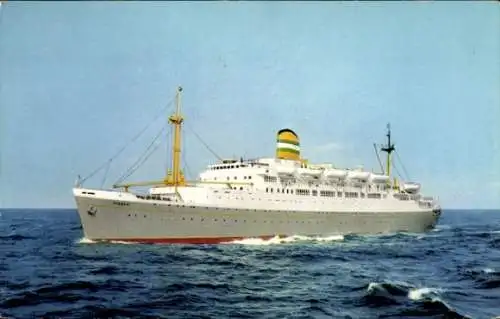 Ak Dampfer S.S. Ryndam auf hoher See, Holland Amerika Line