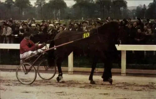 Ak Pferderennen, Wagen, Jockey, André Faure, Pferd Nr 10, Rennkalender 1967