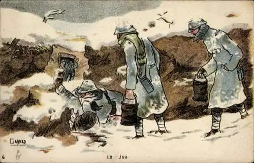 Künstler Ak Gabard, Le Jus, Französische Soldaten im Schnee