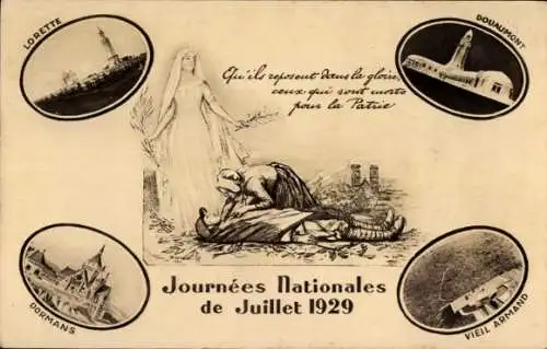 Ak Journees Nationales de Juillet 1929, Lorette, Dormans, Vieil Armand, Douaumont