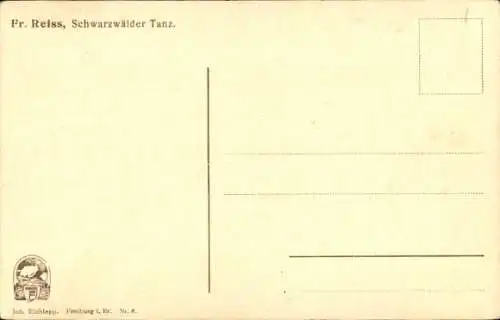 Künstler Ak Reiss, Fritz, Mann und Frau beim Tanzen, Trachten Schwarzwald