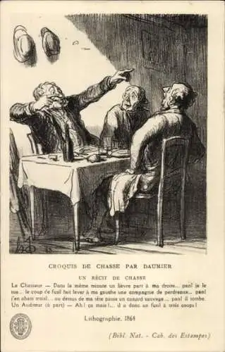 Künstler Ak Daumier, Croquis de Chasse, Un Récit de Chasse