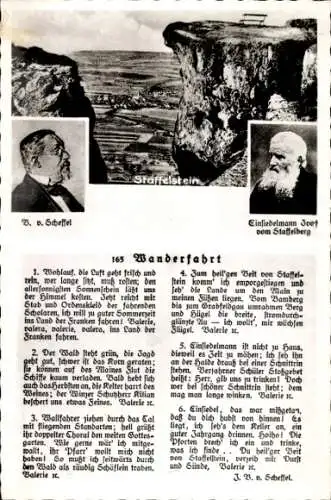 Gedicht Ak Bad Staffelstein am Main,Victor von Scheffel, Wanderfahrt, Einsiedler Ivo vom Staffelberg