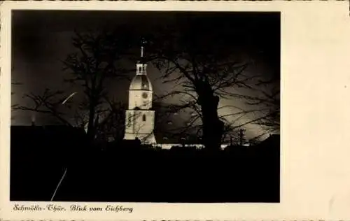 Ak Schmölln in Thüringen, Blick zur Kirche vom Eichberg, Nachtaufnahme