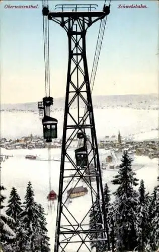 Ak Oberwiesenthal im Erzgebirge Sachsen, Schwebebahn im Winter