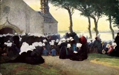 Künstler Ak Lucas, Desire, Pardon en Bretagne, Wallfahrt nach Bretagne