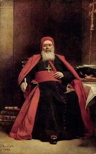 Künstler Ak Bonnat, Cardinal Lavigerie, Soutane, Kreuz