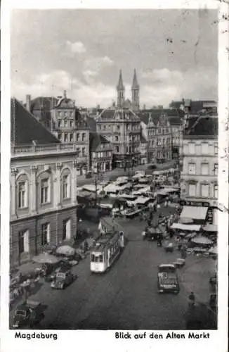 Ak Magdeburg, Blick auf den Alten Markt, Tram