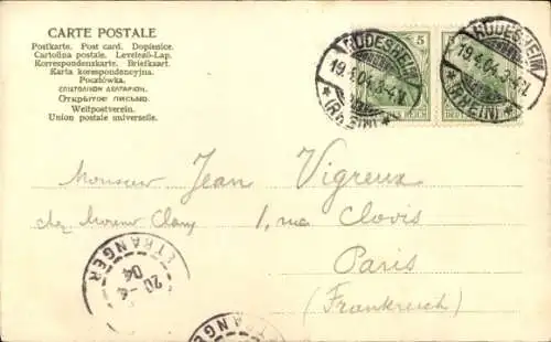 Ak Rüdesheim am Rhein, Panorama, Dampfer