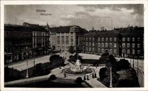 Ak Görlitz in der Lausitz, Postplatz, Denkmal