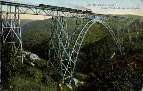 Ak Solingen im Bergischen Land, Müngstener Brücke, Kaiser Wilhelm Brücke bei Müngsten, Eisenbahn