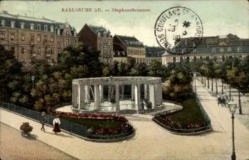 Ak Karlsruhe in Baden, Stephansbrunnen