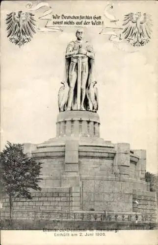 Ak Hamburg Mitte St. Pauli, Bismarck Denkmal, Enthüllt am 2. Juni 1906