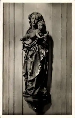 Ak Würzburg am Main Unterfranken, Tilm. Riemenschneider, Madonna im Dom (Holz)