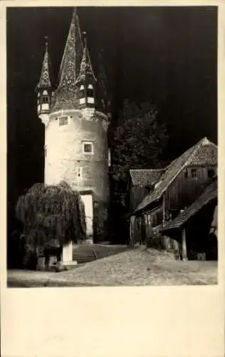 Ak Turm, Abend, Gebäude