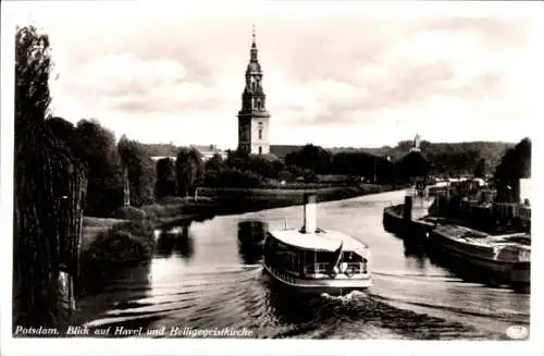 Ak Potsdam, Havelblick u. Heiliggeistkirche v. d. Kaiser Wilhelm Brücke gesehen