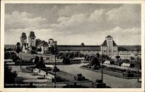 Ak Ostseebad Heringsdorf auf Usedom, Rosengarten, Familienbad