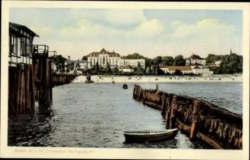 Ak Ostseebad Heringsdorf auf Usedom, Teilansicht, Seebrücke