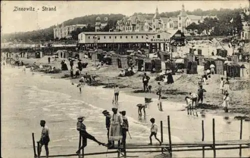 Ak Ostseebad Zinnowitz auf Usedom, Strand, Herren Bad