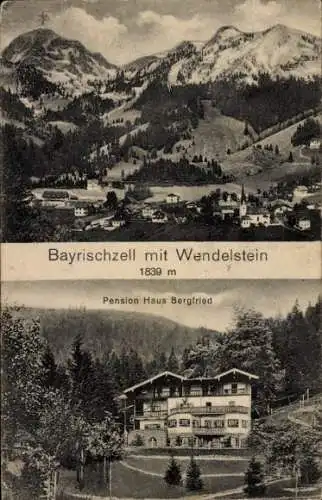 Ak Bayrischzell im Mangfallgebirge Oberbayern, Panorama, Wendelstein, Pension Haus Bergfried