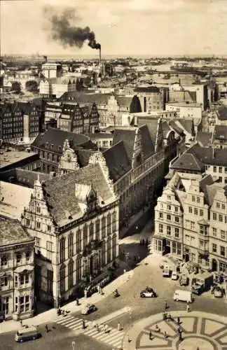 Ak Hansestadt Bremen, Blick von den Domtürmen, Marktplatz