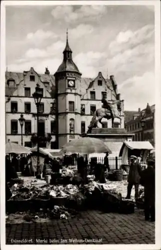 Ak Düsseldorf am Rhein, Markt, Jan Wellem-Denkmal