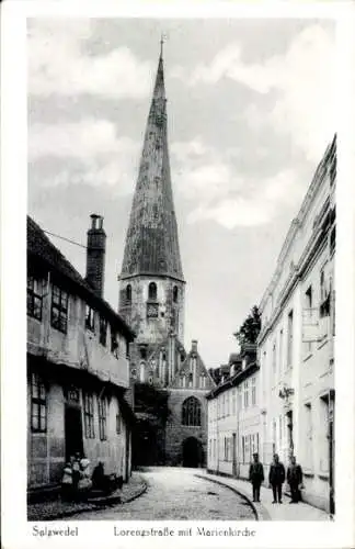 Ak Salzwedel in der Altmark, Lorenzstraße mit Marienkirche