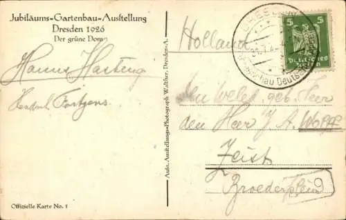 Ak Dresden Altstadt, Jubiläums-Gartenbau-Ausstellung 1926, Der grüne Dom