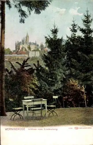 Ak Wernigerode im Harz, Schloss vom Lindenberg gesehen