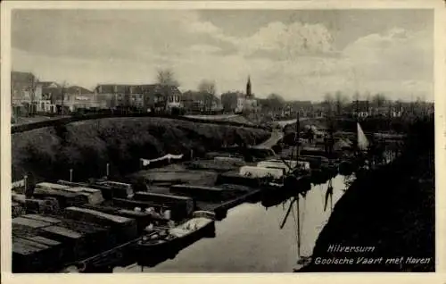 Ak Hilversum Nordholland Niederlande, Gooische Vaart mit Hafen