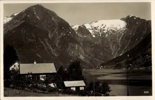 Ak Esefjord Norwegen, Teilansicht, Gebirge, See