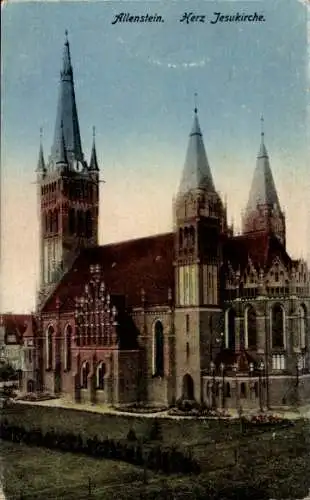 Ak Olsztyn Allenstein Ostpreußen, Herz Jesu Kirche