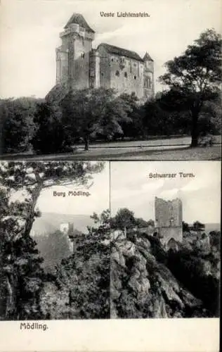 Ak Mödling in Niederösterreich, Veste Liechtenstein, Burg Mödling, Schwarzer Turm